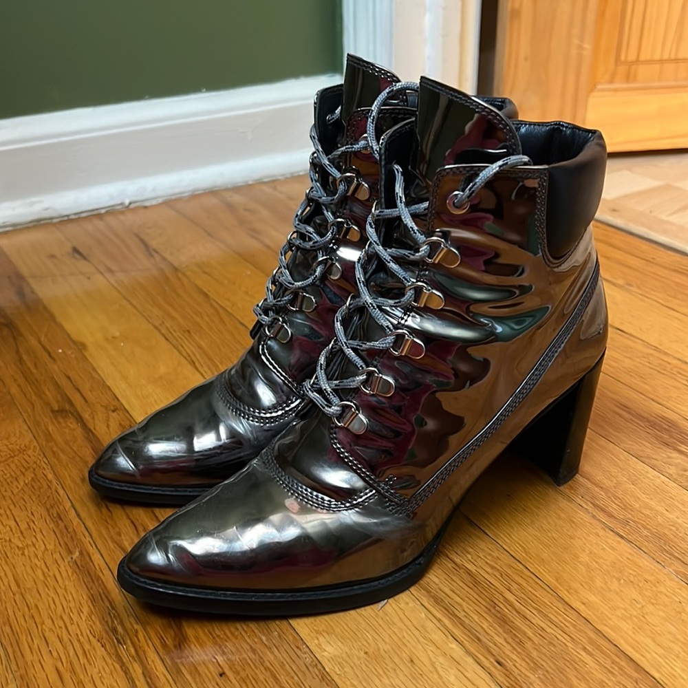 Stuart Weitzman Gigi Hadid pewter ankle boots